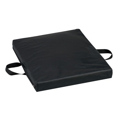Gel/Foam Flotation Cushion, Leatherette Cover, Black, 16" x 18"