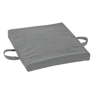 Gel/Foam Flotation Cushion, Velour Cover, Gray, 16" x 18" x 2"